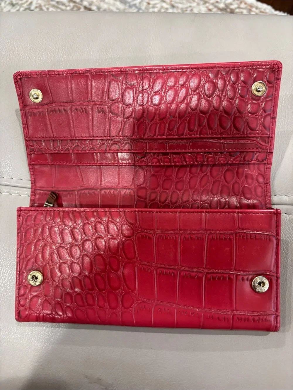 St. John Croc-Embossed Leather Continental Wallet